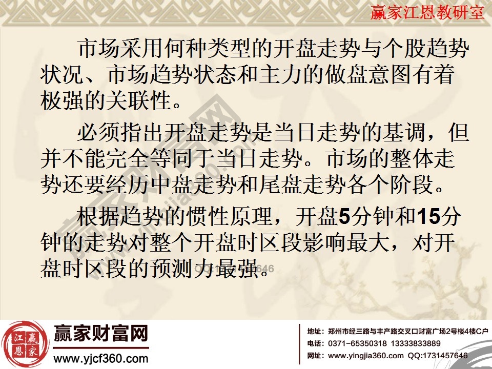 開盤走勢是當日走勢的基調