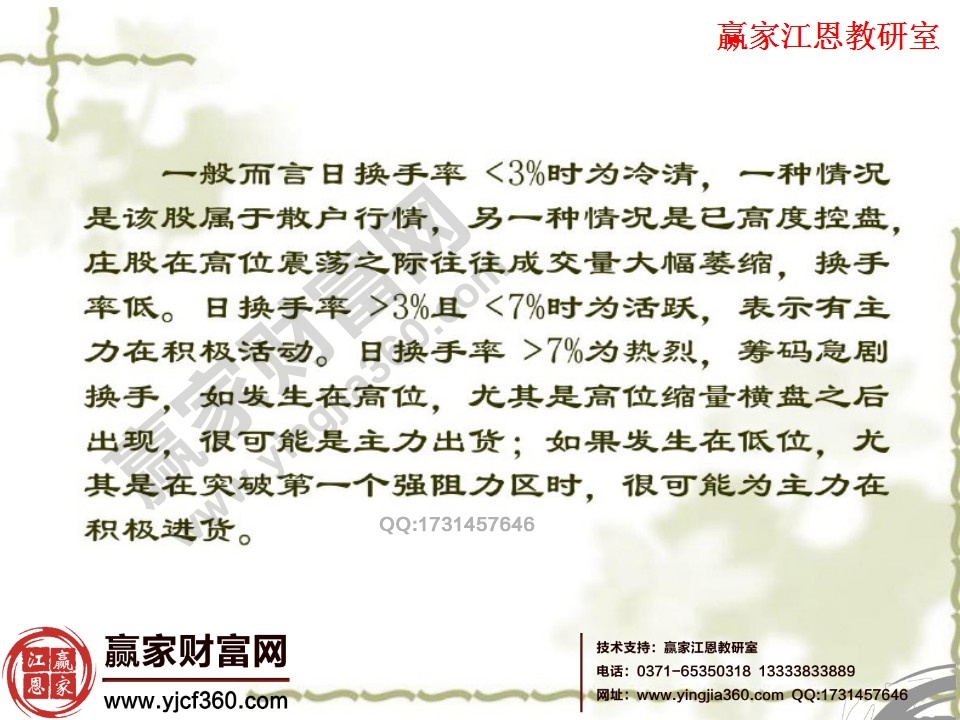 換手率的表現程度