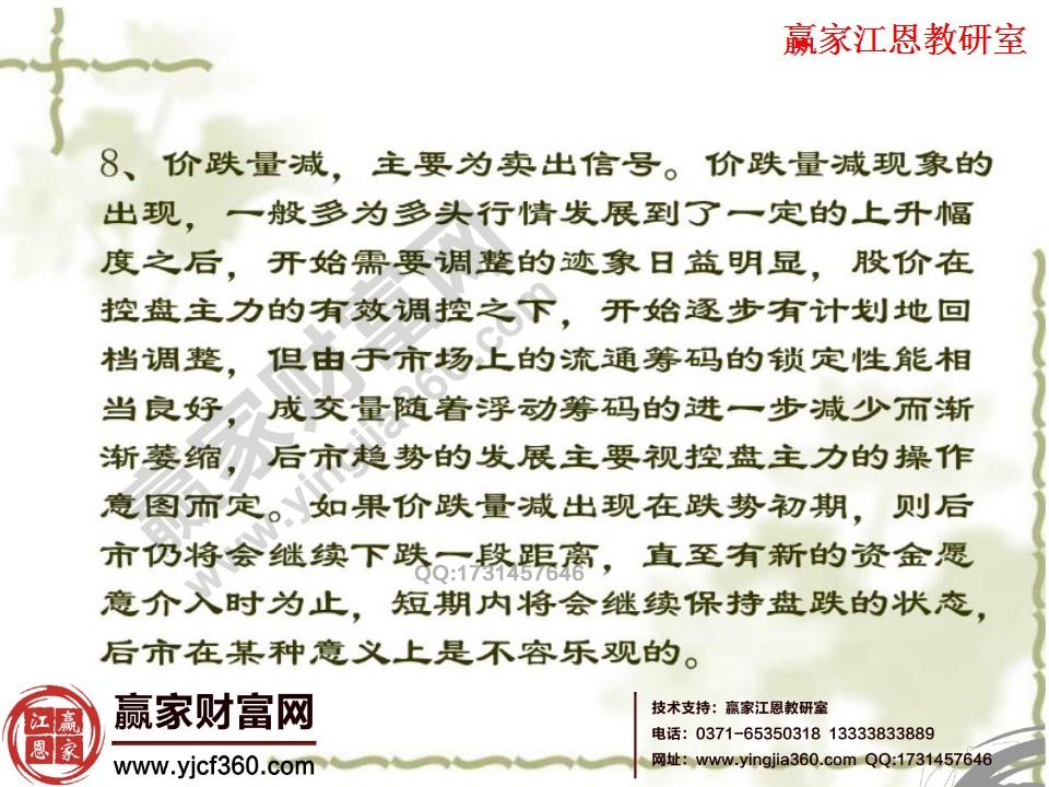 價跌量減為賣出信號